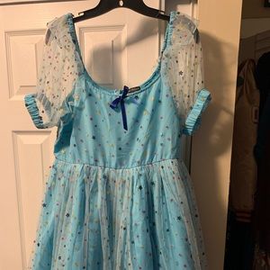 Smak Parlour Blue & Multi Star Puff Sleeve Babydoll Dress - XL/